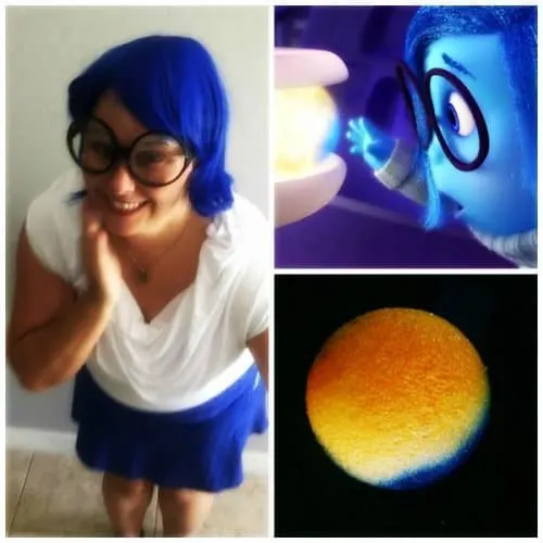 Sadness from Inside Out halloween costume for glasses wearers running costume