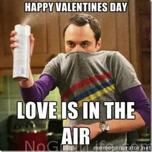 funny valentines day memes. Sheldon spraying the air. 