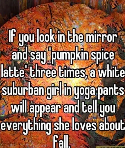 Pumpkin spice latte fall meme. 