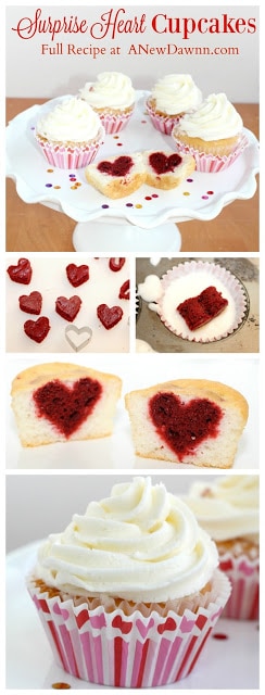 Cupcake hearts for Valentines Day celebrations. Sweet treats for V-Day!