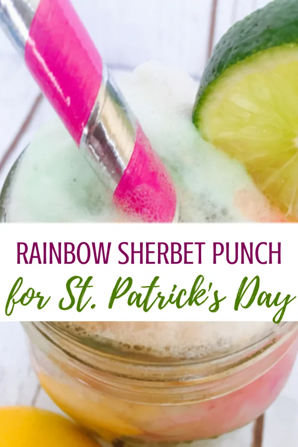 rainbow sherbet punch for easy st patricks day party