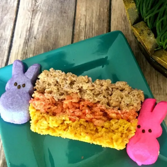Easter Peeps Rice Krispy snacks: a fun way to treat your family & hide in an Easter basket this year!