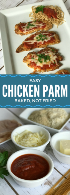 Easy Baked Chicken Parm with Pasta recipe | family meal