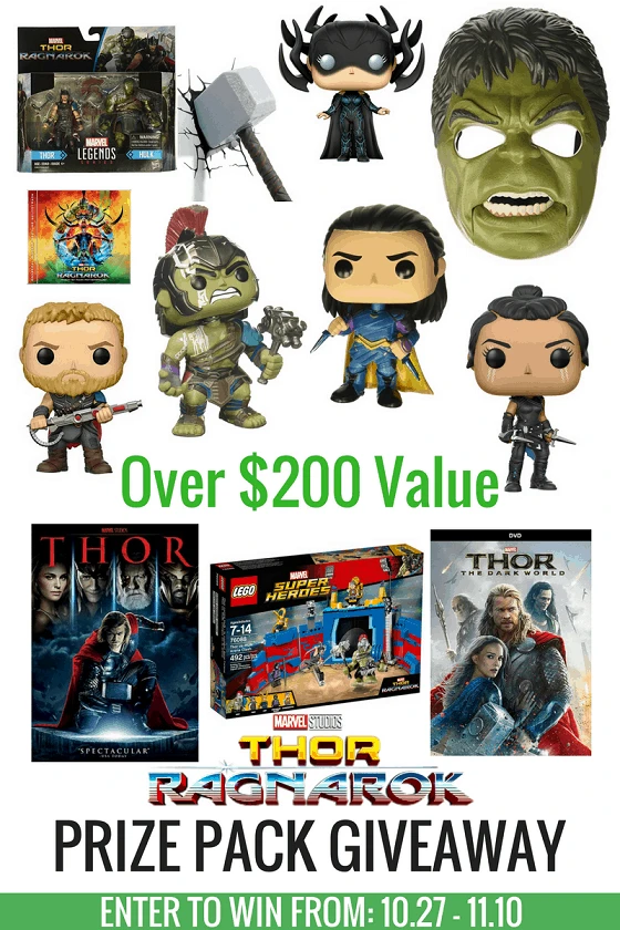 Thor: Ragnarok HULK SIZE giveaway! Enter to win prizes at over $200 value. Ends Nov 10, 2017. 