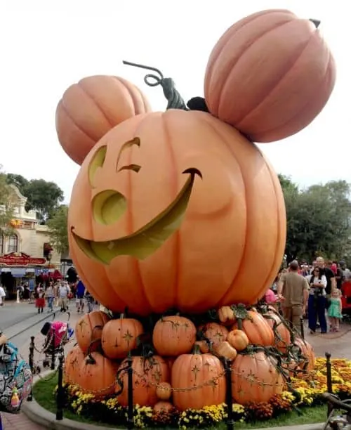 Giant mickey shaped pumpkin at Disneyland
