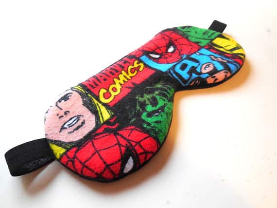 Comic book flannel fabric sleep masks for birthday party favors