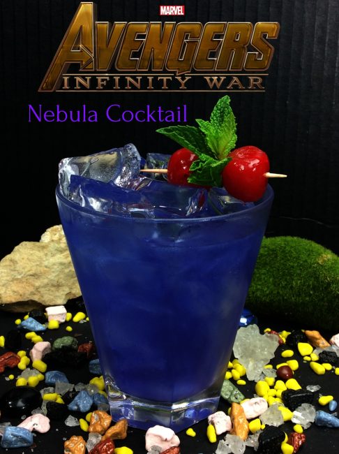 Marvel Avengers Cocktails: the Nebula made with vodka, chambord, and rum 