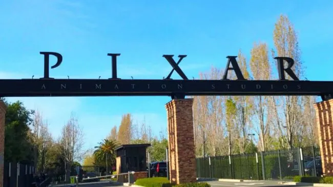 Entrance sign to Pixar Studios in Emeryville, California