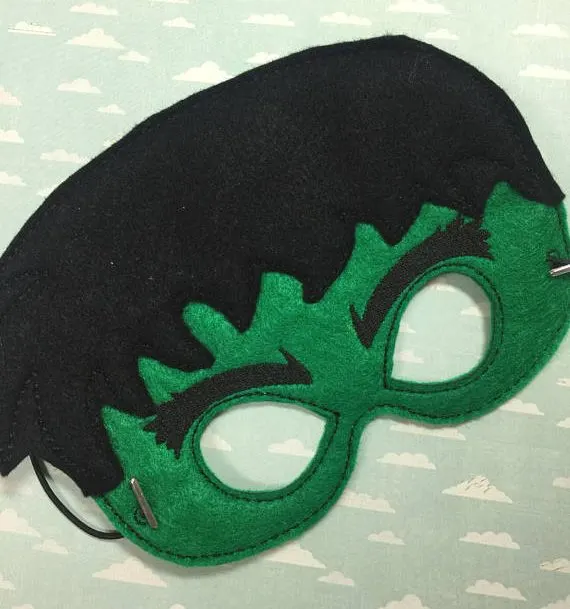 Incredible Hulk Mask made out of black and green felt