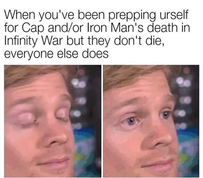 infinity war meme spoilers: Cap and Iron Man die
