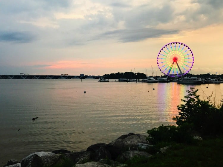 Gaylord National Harbor Wheel at sunset in Maryland