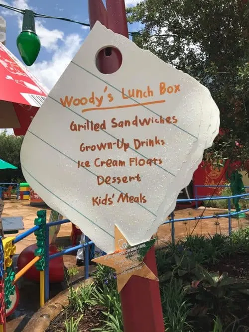 woodys lunchbox sign in Toy Story Land