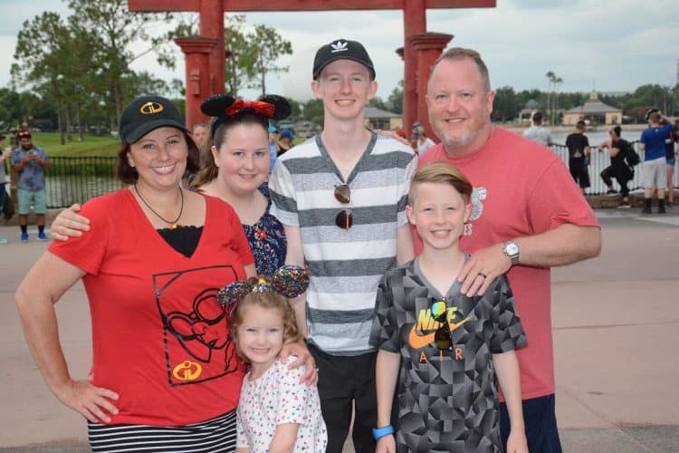 Family picture in Japan at Disney World Epcot