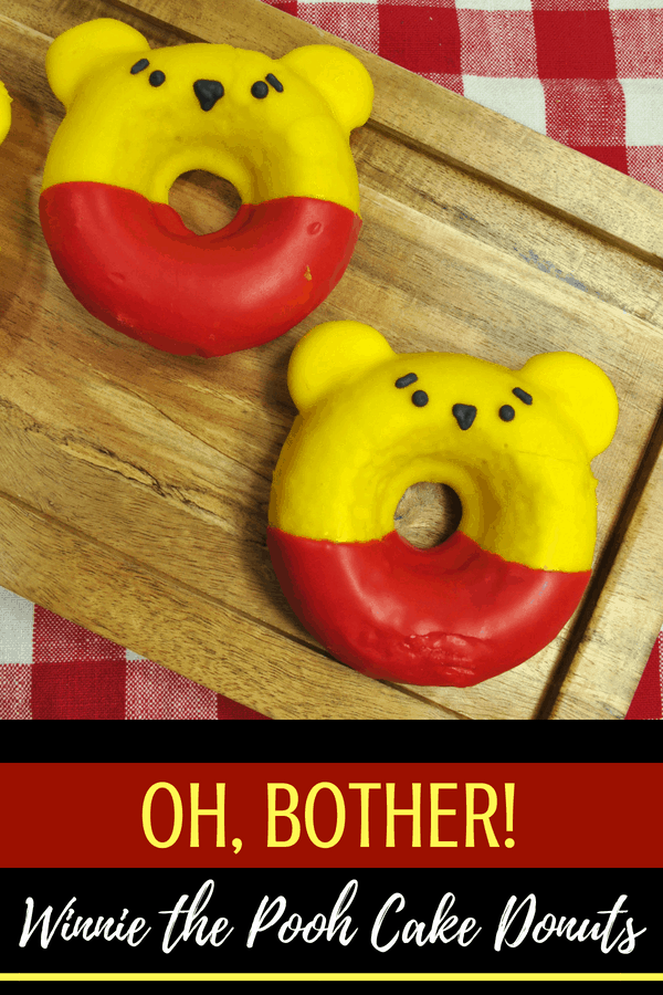 Winnie the Pooh cake donuts are perfect for a Winnie the Pooh birthday party! #recipe #winniethepooh #christopherrobin #movie #donut #donuts #partyideas #partyfood