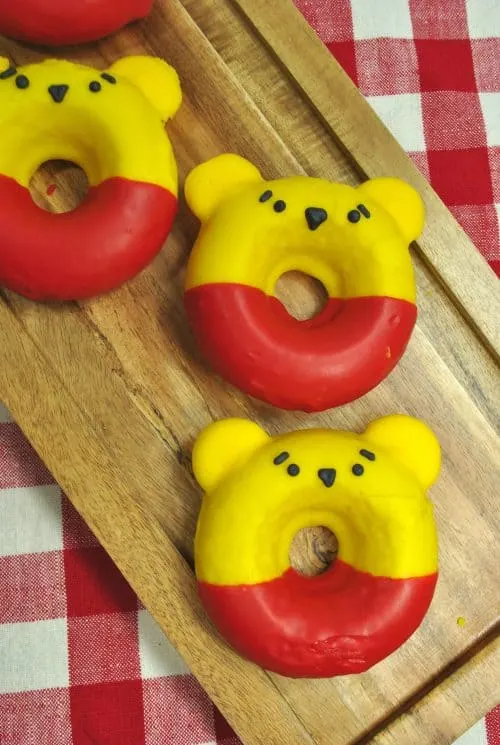 Winnie the Pooh cake donuts are perfect for a Winnie the Pooh birthday party!