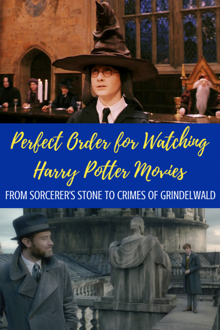 Use this Harry Potter movies in order list to pick the perfect way to watch your Harry Potter movie marathon! From Sorcerer's Stone to Crimes of Grindelwald, and everything Hogwarts in between. #harrypotter #harrypottermovies #movies #moviemarathon