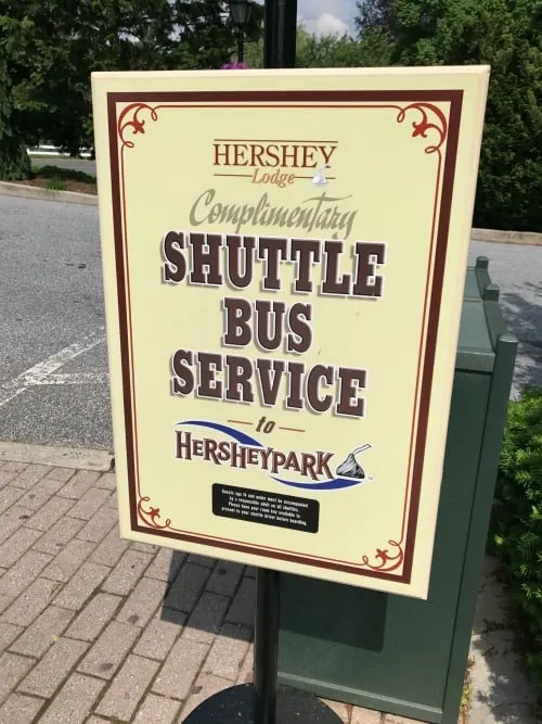 Free shuttle service to Hersheypark sign Hershey Lodge Hershey PA