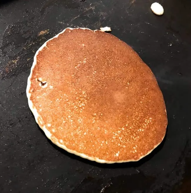 almond Keto Pancakes on griddle