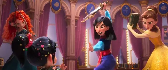 ralph breaks the internet princeses easter eggs weapons