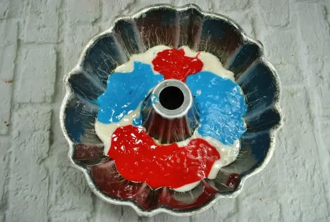 Patriotic Bundt Cake red white and blue