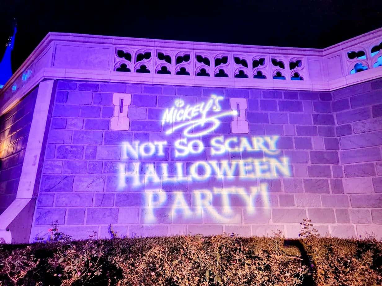 Mickeys Not So Scary Halloween Party lights. Guide to Disney Parks at Halloween.