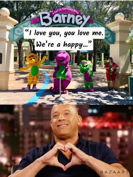 dom and barney fast and furious family meme