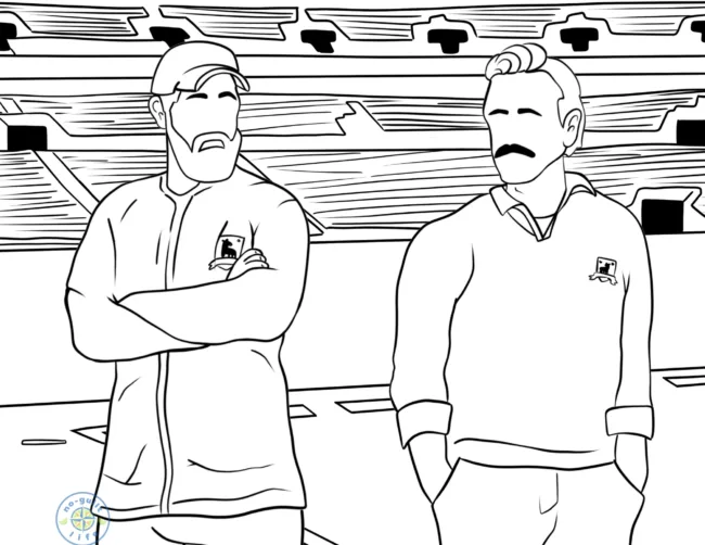 Coach Beard and Coach Ted Lasso coloring pages