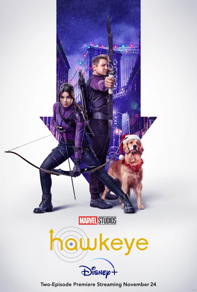 kate clint and lucky on hawkeye poster. Kate Bishop quotes and lines