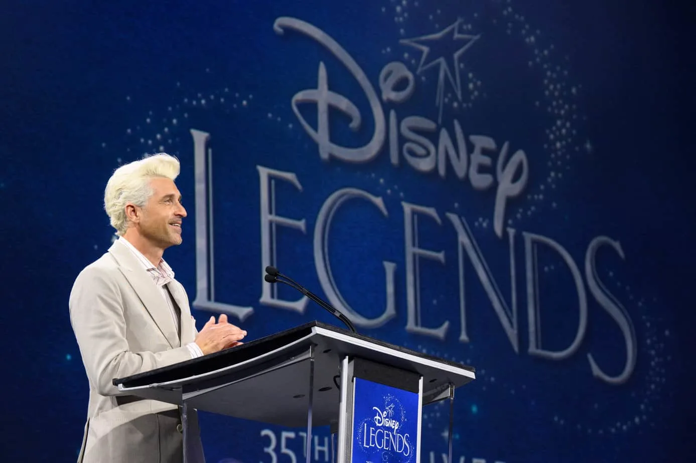 Patrick Dempsey accepting his 2022 Disney Legends Award at D23 Expo.