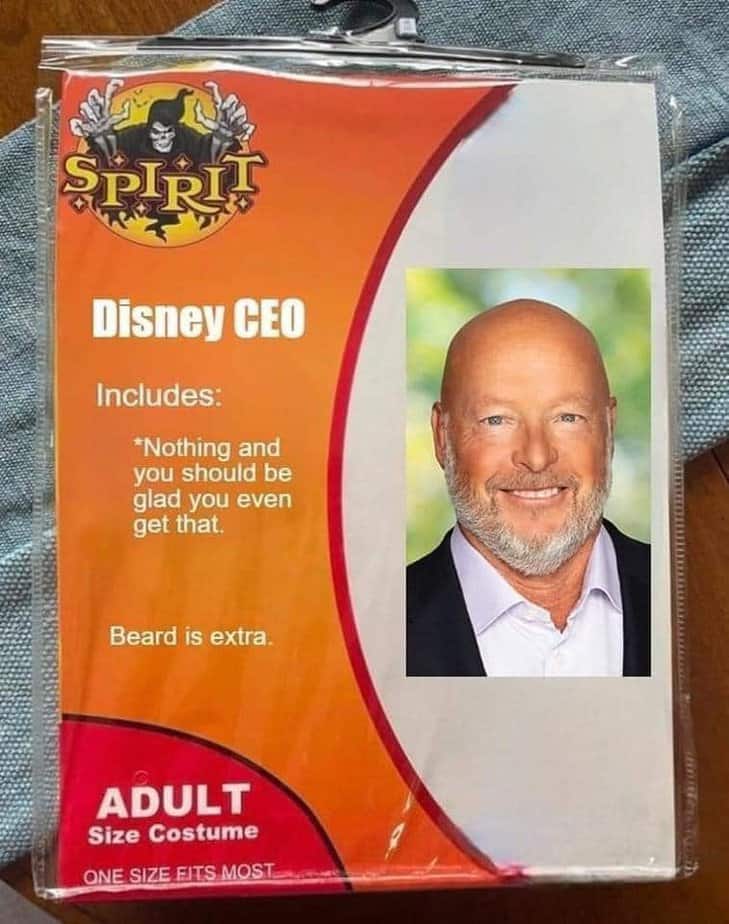 Disney CEO fake costume from Spirit Halloween Store meme