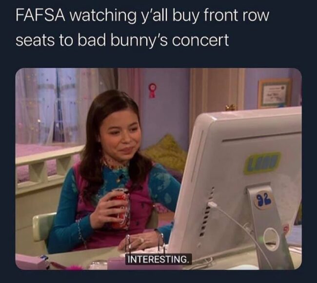 fafsa memes bad bunny