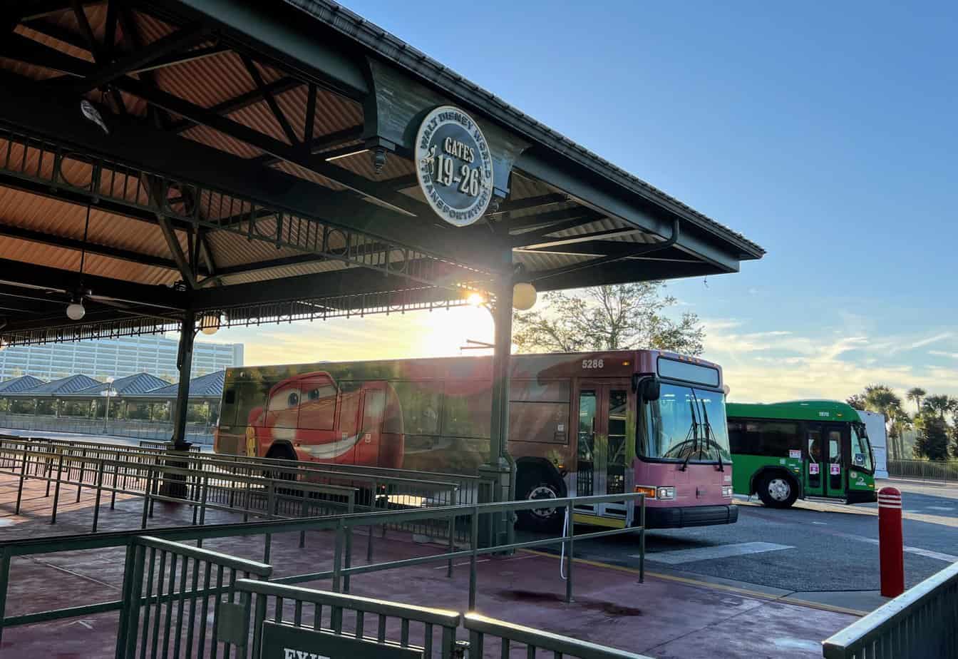 magic kingdom bus depot disney world. transportation is one of the free things to do at disney world
