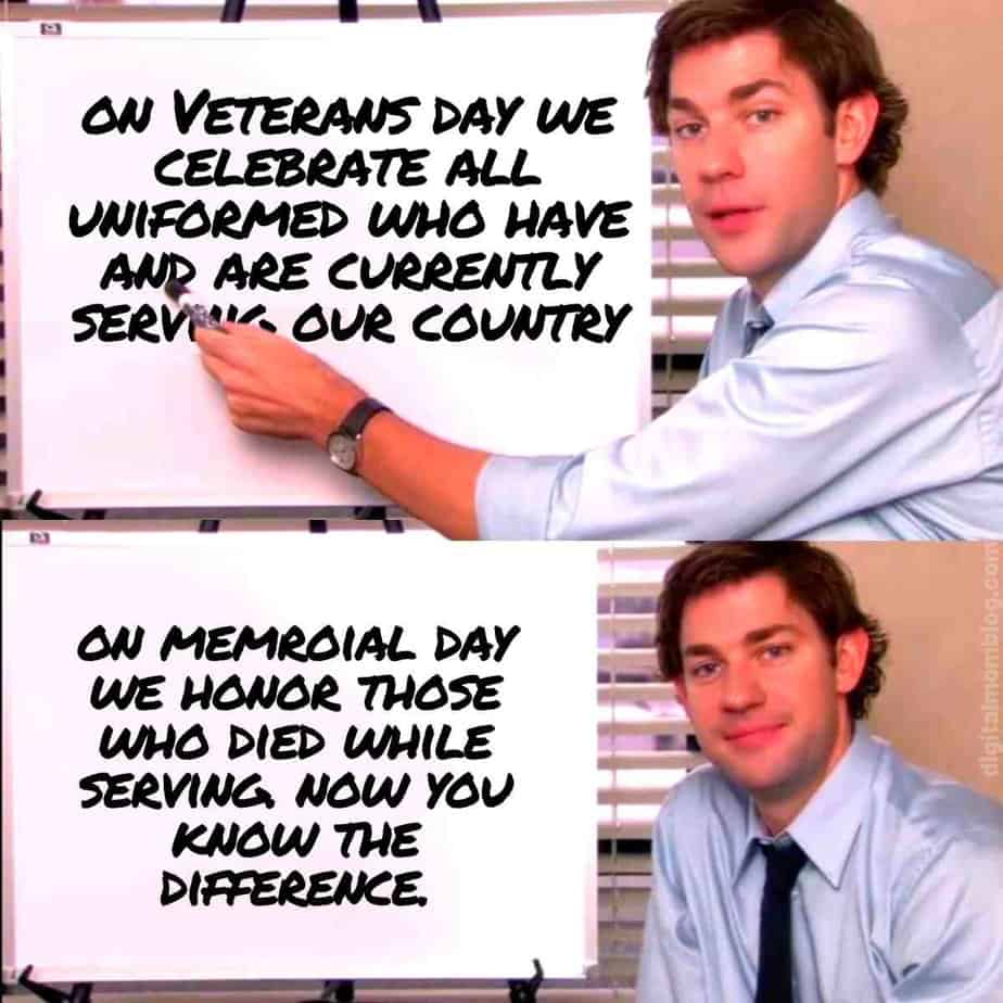 the office memorial day vs veterans day memes