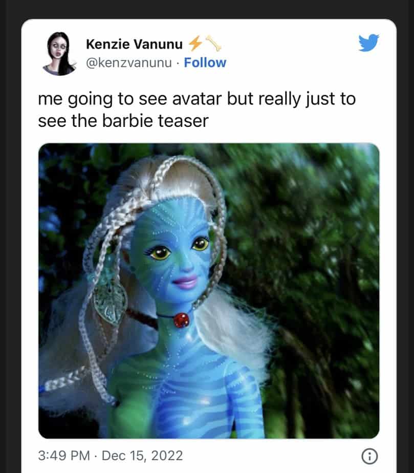 avatar way of water memes from avatar 2. Barbie trailer memes