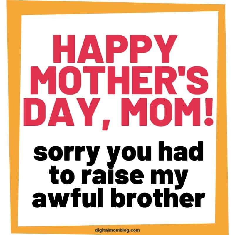 funny mothers day memes. Sorry you had to raise my awful brother. 